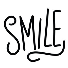 Smile inscription. Handwriting text banner Smile in black color square composition. Hand drawn vector art.