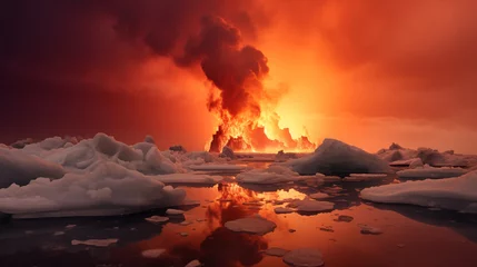 Foto op Plexiglas Melting Ice, Global Warming Concept. © dekzer_ai