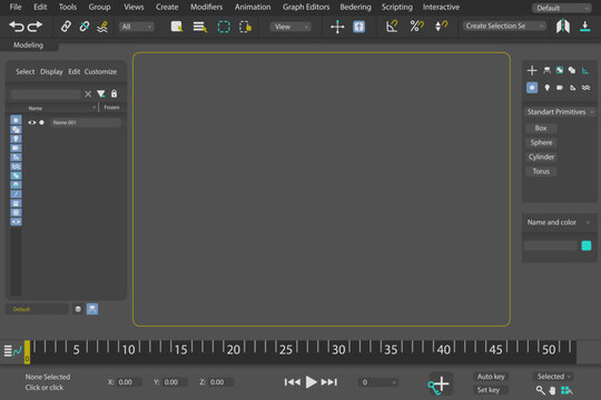 Graphic editor interface background. An editing and drawing toolbar for creating and composing videos and pictures in vector based design application