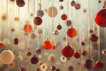 christmas ornaments hanging through strings Generative AI