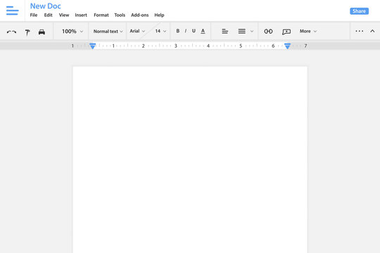 Text editor interface template. Software editing and program toolbar for creating and composing textual and pictures in vector based design application