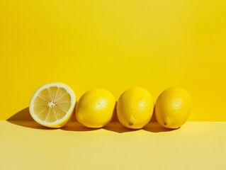 Limones sobre un fondo amarillo