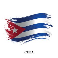Grunge flag of Cuba, brush stroke vector