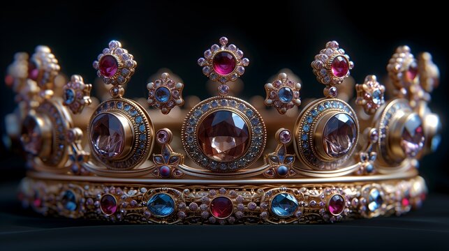 crown with precious stones close up. Generative AI