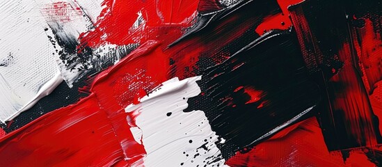 Abstract Painting with Bold Red, White, and Black Brush Strokes