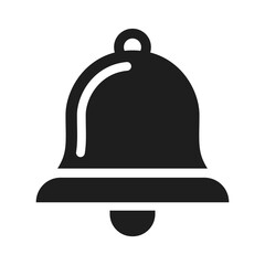 Bell icon. Bell symbol. Black icon of bell isolated on white. Vector illustration.