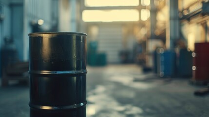 Black colour metal oil barrel