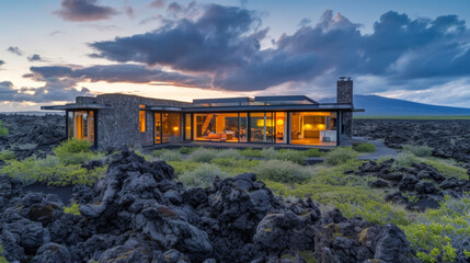 For those seeking a truly unique living experience this lava field home offers a completely selfsustaining lifestyle with geothermal energy and volcanic rock filters providing