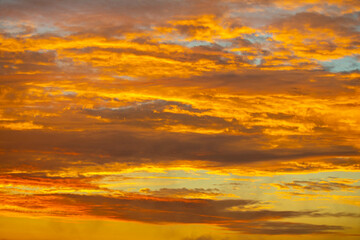 Fototapeta premium Beautiful idyllic sky at dawn with strong yellow and orange colors