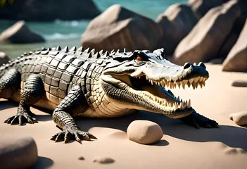 Poster Alligator on beach © Sidra