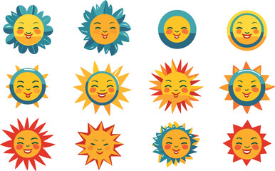 Fototapeta na wymiar set of sun vector sunlight illustration summer weather icon collection sunny yellow collections