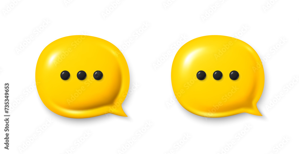 Poster speech bubble 3d icons. chat comment icons set. talk message box with ellipsis. modern realistic 3d 