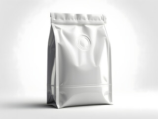 Glossy Blank Coffee Bag White Mockup isolated White design.