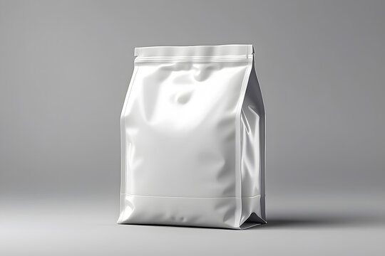 Glossy Blank Coffee Bag White Mockup isolated White design.