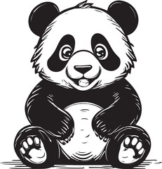 An illustration of a cute cartoon panda bear sitting.