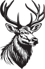 An illustration of a bull elk head.