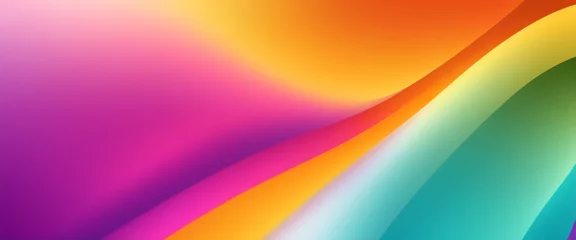 Foto op Plexiglas 抽象的な大理石のアクリル絵の具のインクで描かれた波のテクスチャーのカラフルな背景バナー – 大胆な色、虹色の渦巻き波。 © Cobe