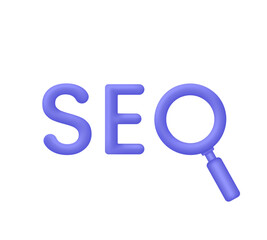 3D Browser SEO search illustration. SEO optimization for marketing. Search bar icon. Research concept