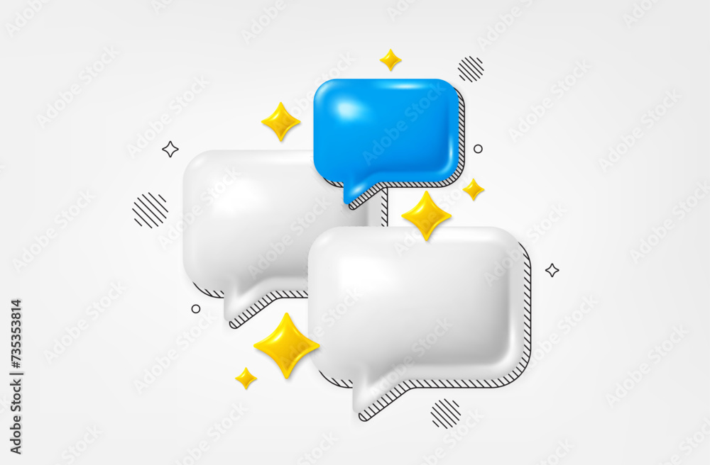 Poster chat speech bubble 3d icon. empty dialog comment icon. talk message boxes. modern realistic 3d desig