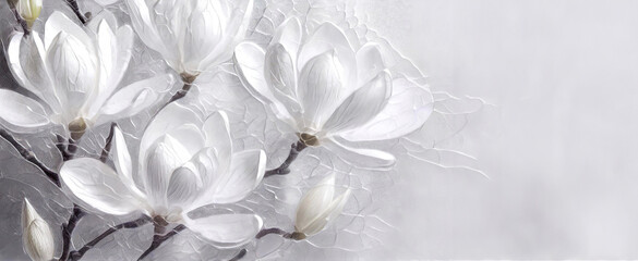Tapeta, kwiaty wiosenne, biała magnolia, puste miejsce	 - obrazy, fototapety, plakaty