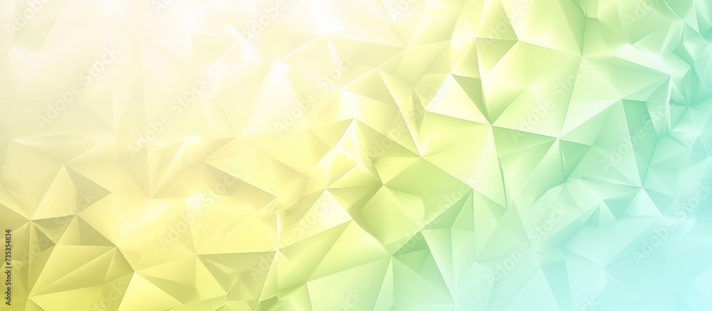 Poster light yellow and light green abstract trianglify gradient art background