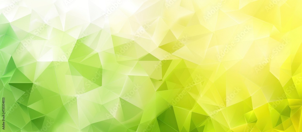 Poster Light Yellow and Light Green Abstract Trianglify Gradient Art Background