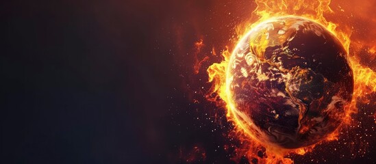 Planet Earth burning. Visualizing Global Warming and Earth Day Awareness