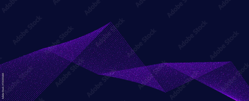Poster abstract waving tech background design. abstract wave moving dots flow particles, hi-tech and big da