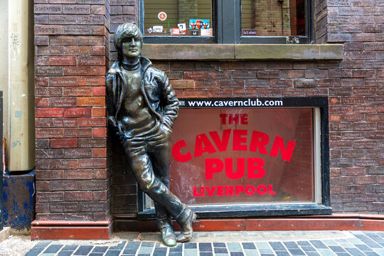 Statue of John Lennon (The Beatles) at Mathew street near the Cavern Pub in Liverpool, UK