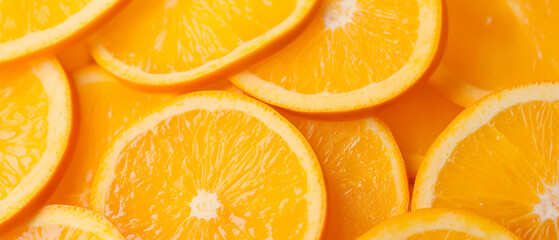 Fatias de fruta laranja fresca close-up como plano de fundo - obrazy, fototapety, plakaty
