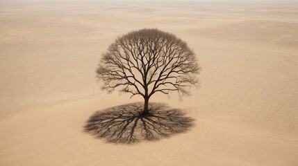 tree in the desert - obrazy, fototapety, plakaty