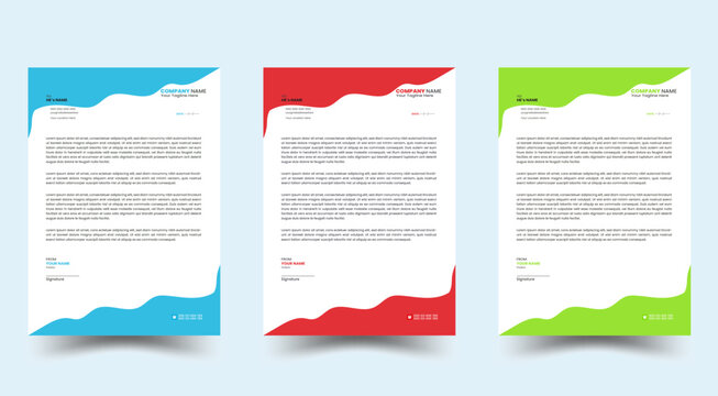 Corporate and Business Latter Head Template A4 size and unique shape colorful work theme style design abstract creative letterhead design modern design template for latter had design