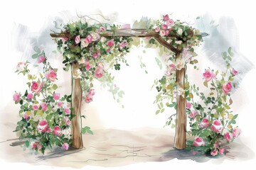 wedding flower Watercolor illustration design
