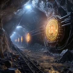 Conceptual image for bitcoin mining and discovery crypto currency