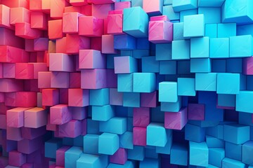 a group of blue and pink cubes