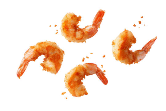 Butterfly shrimps or fried prawns that look delicious isolated on background, tempura crispy food taste.