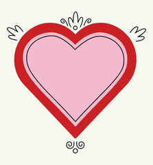 Hand-drawn colorful sketched red frame. Elegant retro framework. Modern mirror design. Art gallery objects. Vector in minimalistic modern style. Vintage frames decorated with lines, and dots.