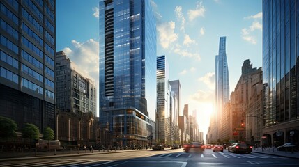bustling big city building