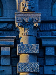 Architectural elements in the evening lighting.