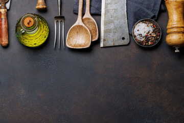 Culinary essentials: Diverse cooking utensils and spices