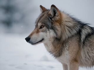 gray wolf in winter