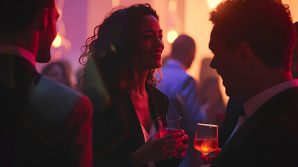 High-end social club with members enjoying an evening of cocktails and conversations