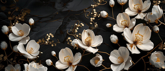 White Gold Abstract Background Shimmering Blossoms