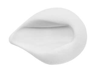 White shaving foam on a white background. Soap foam with drop-shaped bubbles. Skin care