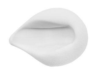 White shaving foam on a white background. Soap foam with drop-shaped bubbles. Skin care
