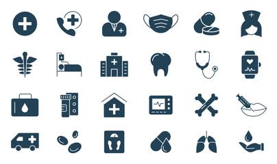 Hospital and medical care line icon set. concept of healthcare icons vector illustration