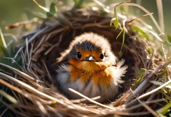 Naklejka na ściany i meble baby chick in nest