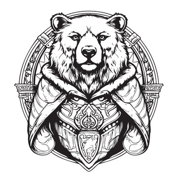 Vector image of a heraldic bear on a white background. Coat of arms, heraldry, emblem, symbol.