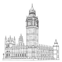 Drawing sketch illustration of Big Ben, one of the most significant landmarks of London © BigJoy