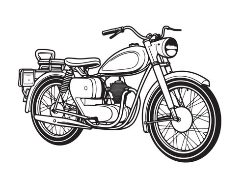 Vintage motorcycle. Hand drawn motorbike. Vector